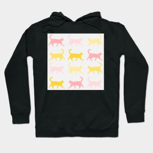 Springtime Cats in Pink and Yellow Repeat Pattern Hoodie